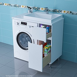 СанТа Мебель для ванной под стиральную машину Лондон 90 R белая – фотография-6